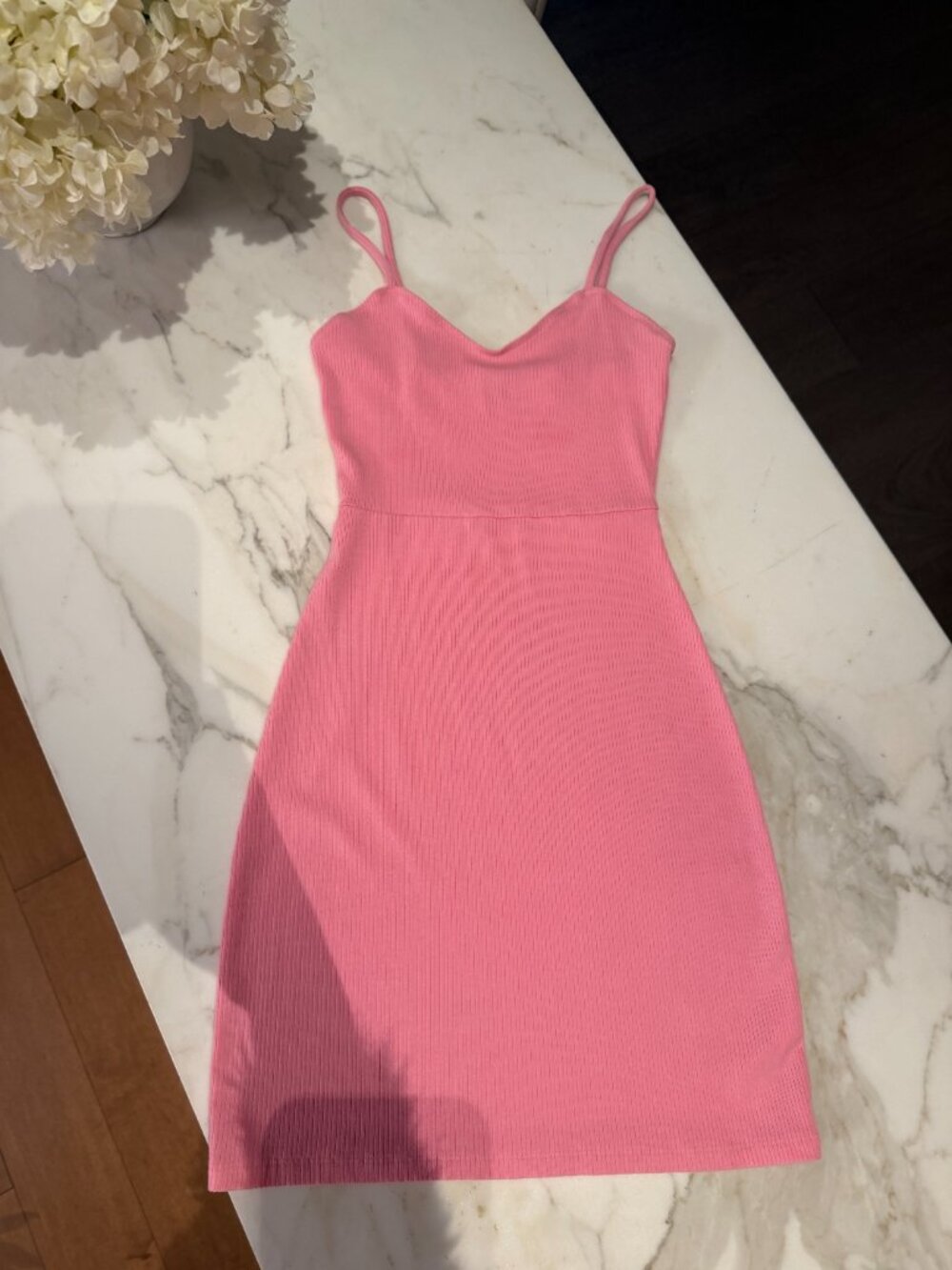Aritzia Wilfred Free Ribbed Pink Mini Dress | V-Neck Dress - Picture 4 of 13